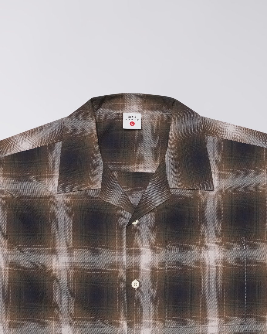 EDWIN Open Collar Shirt Brown / Grey