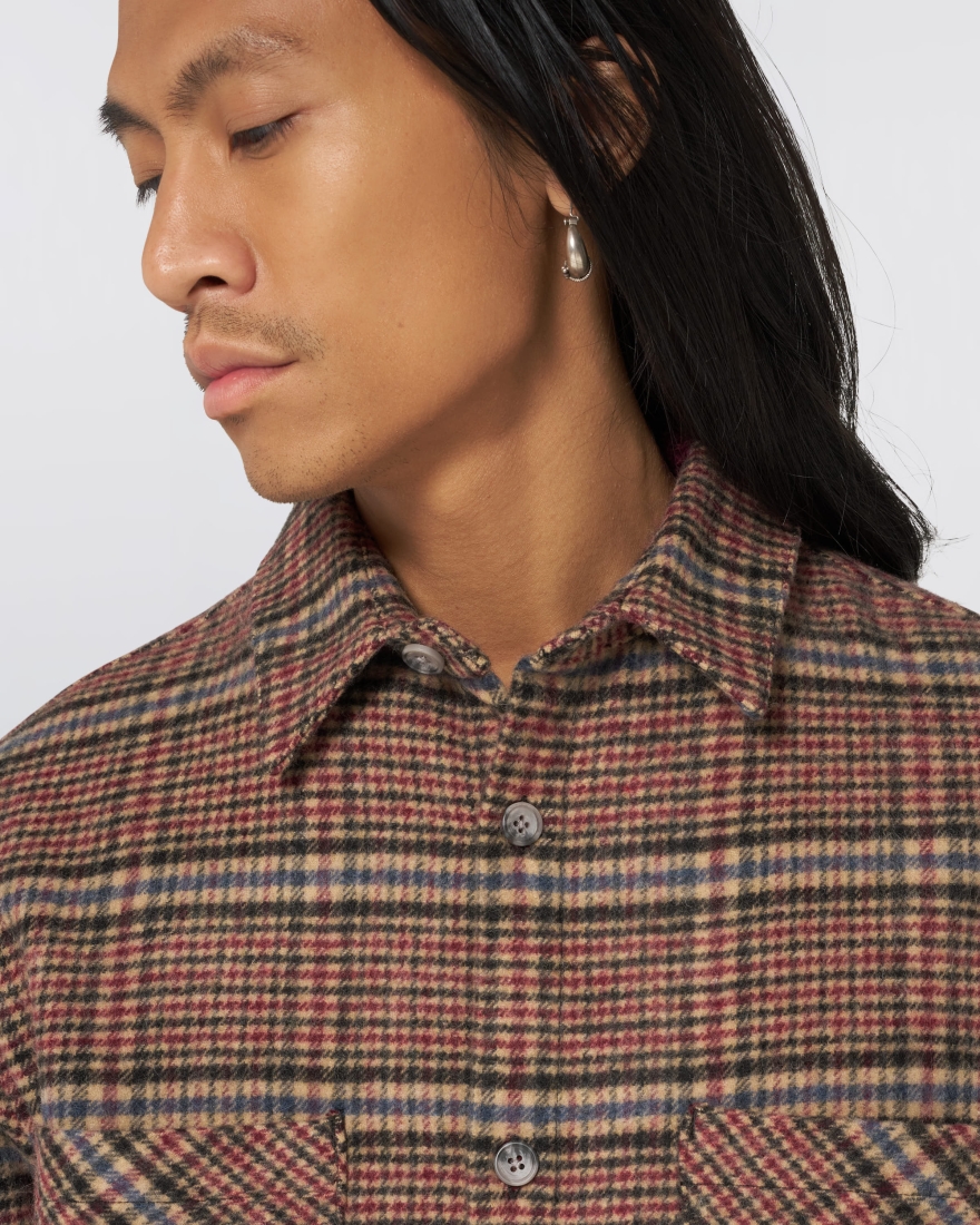 EDWIN Julius Shirt LS Burgundy / Blue