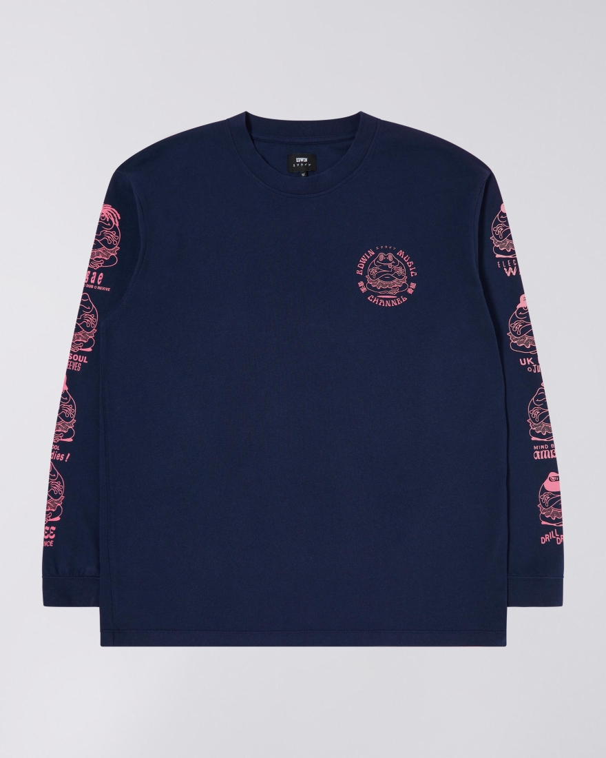 EDWIN Edwin Music Channel Chest T-Shirt LS Maritime Blue