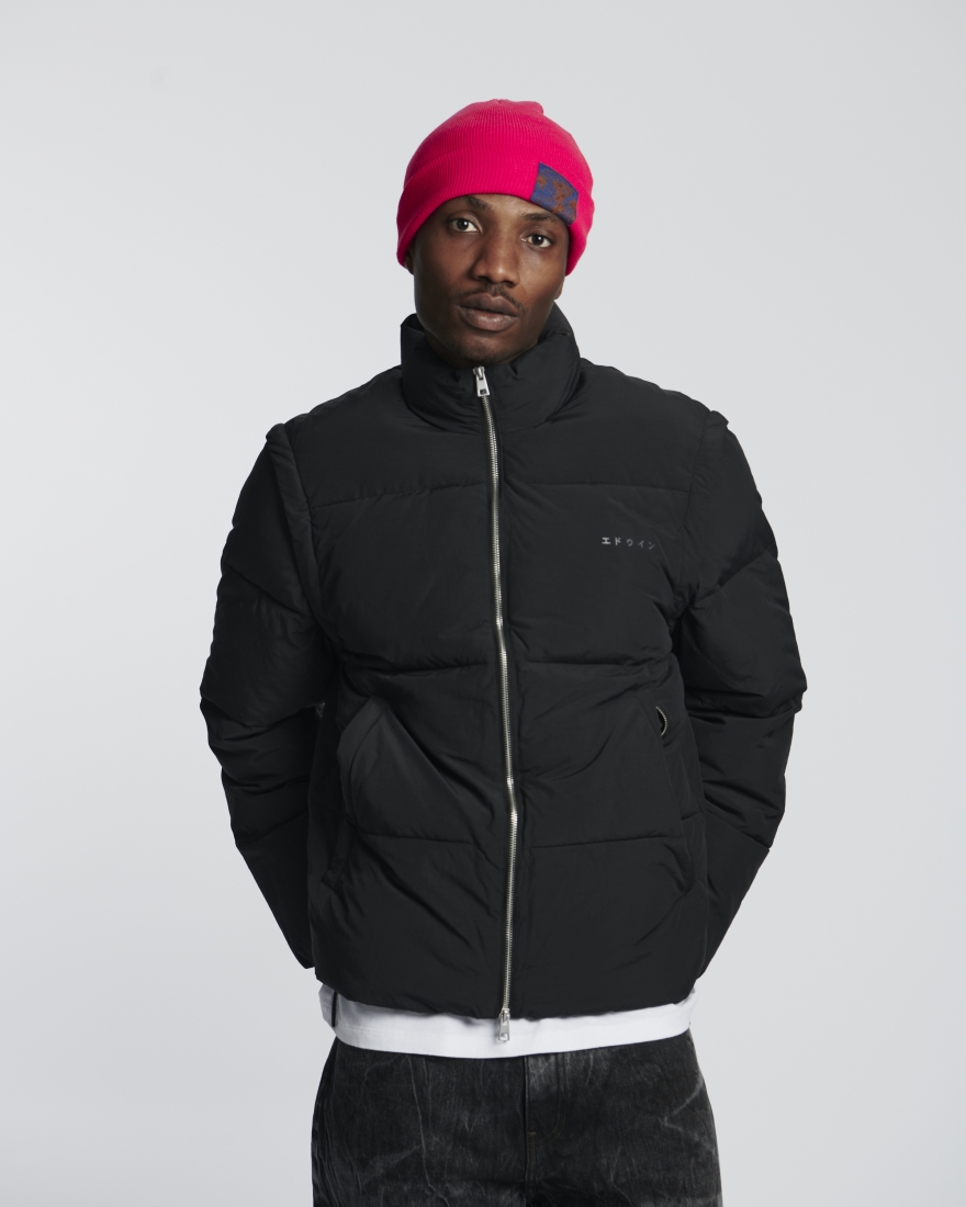 EDWIN Detachable Sleeves Puffer Black