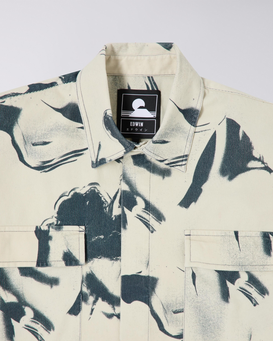 EDWIN Winter Landscape Shirt LS Whitecap Gray / Navy Blazer