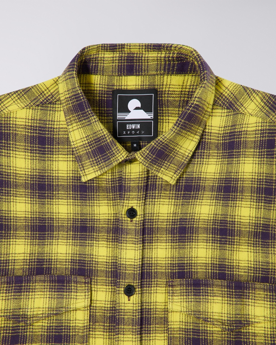 EDWIN Big Shirt LS Plumeria Purple / Blazing Yellow