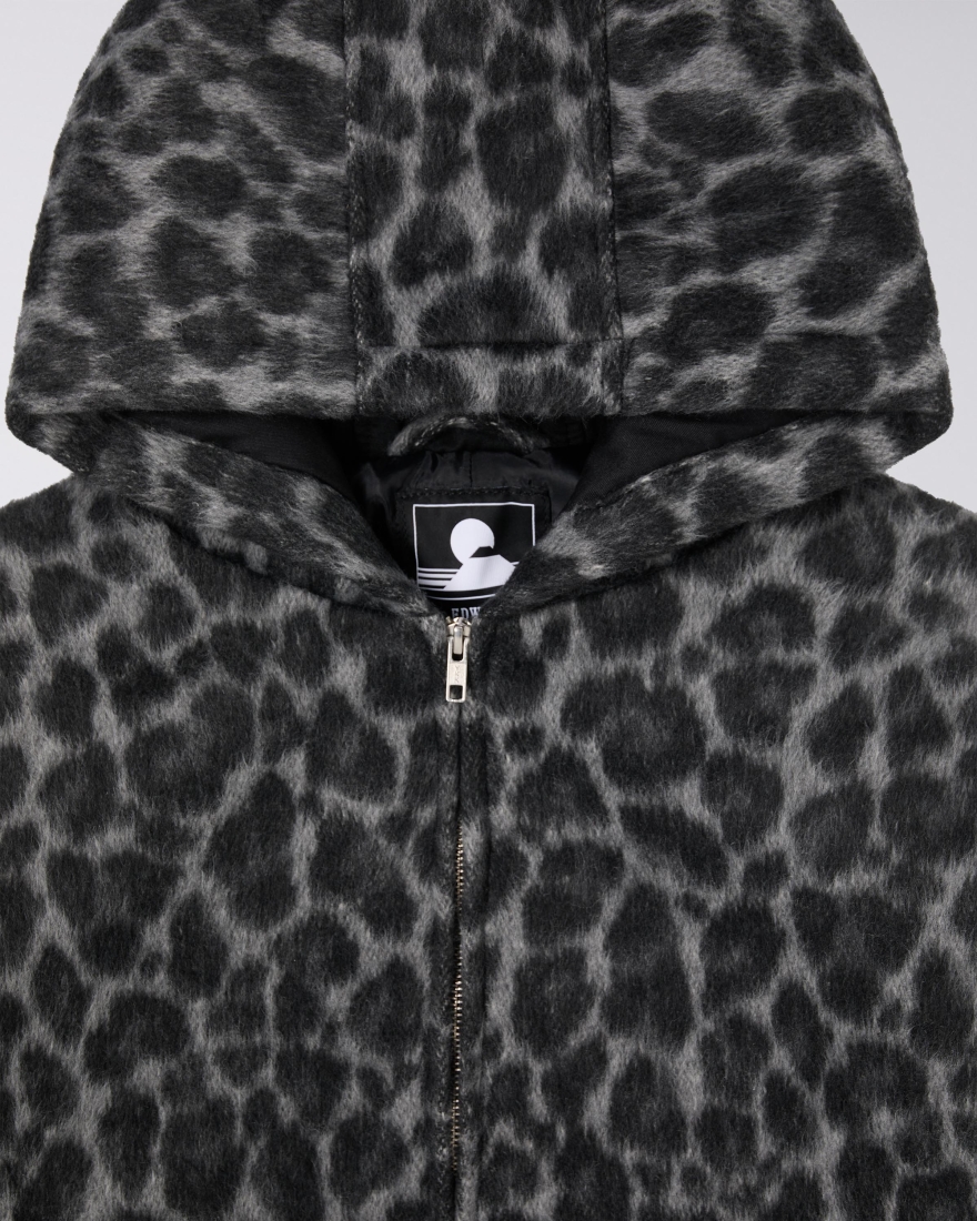 EDWIN Daimon Hooded Jacket Lined Black / White Leopard