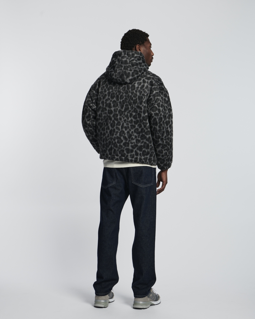 EDWIN Daimon Hooded Jacket Lined Black / White Leopard