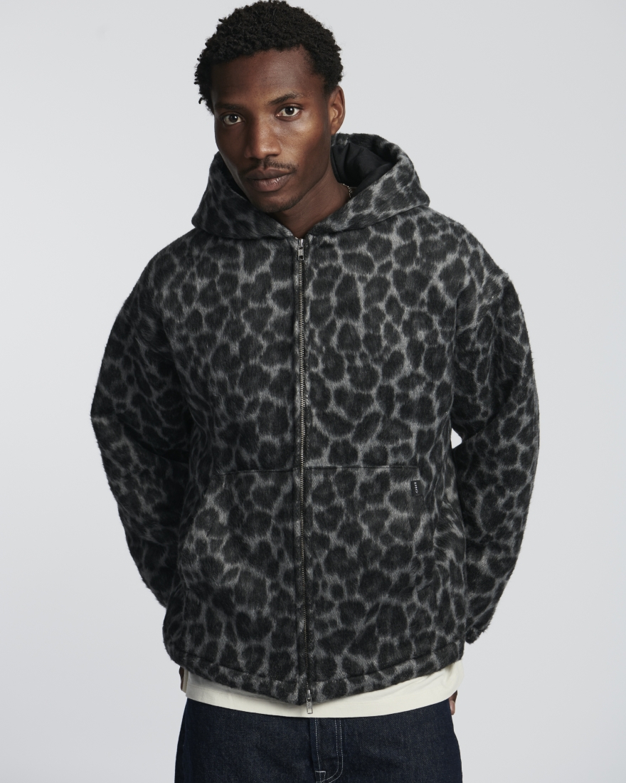 EDWIN Daimon Hooded Jacket Lined Black / White Leopard