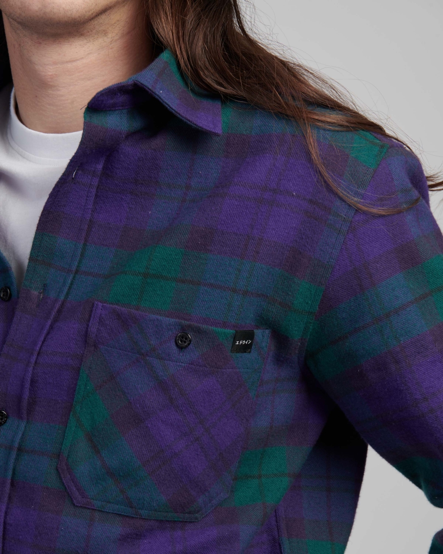 EDWIN Millenium Shirt LS Green / Purple