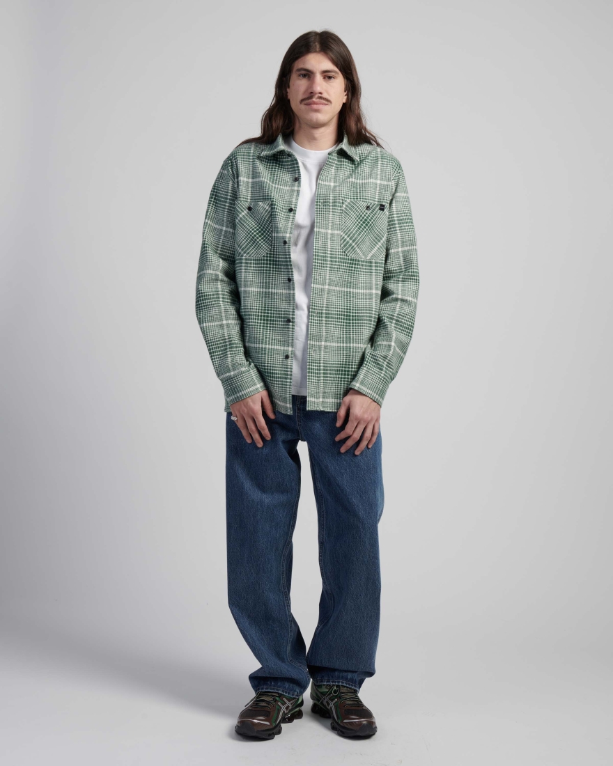 EDWIN Millenium Shirt LS Green / White