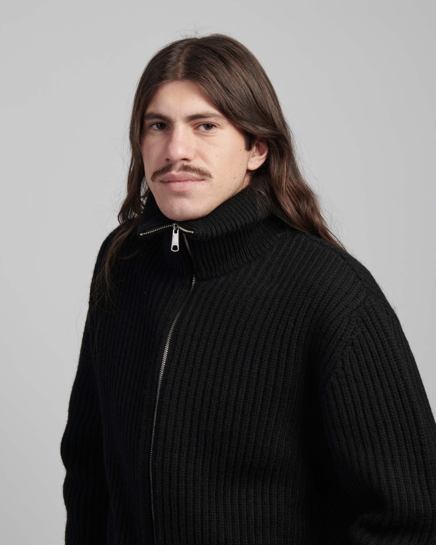 EDWIN Gary Zipped Cardigan Black