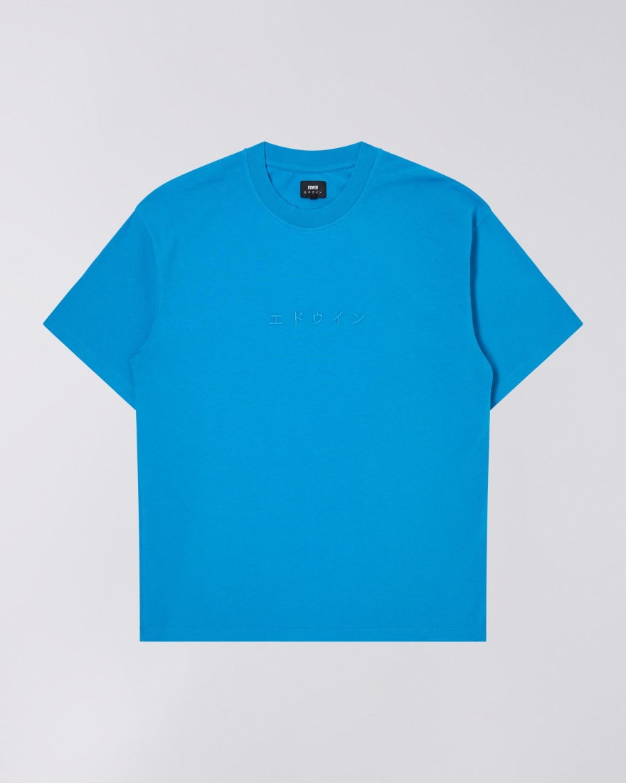 EDWIN Katakana Embroidery T-Shirt Diva Blue