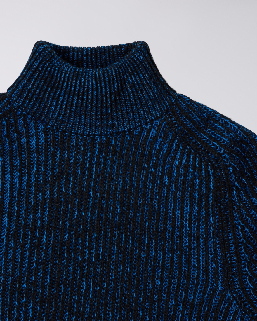 EDWIN Roni High Collar Sweater Black / Blue