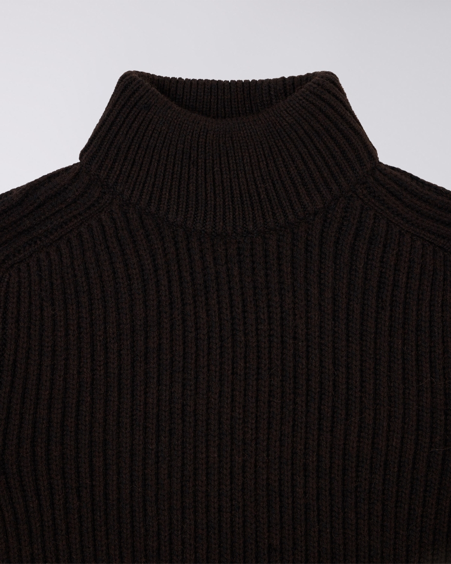 EDWIN Roni High Collar Sweater Dark Brown