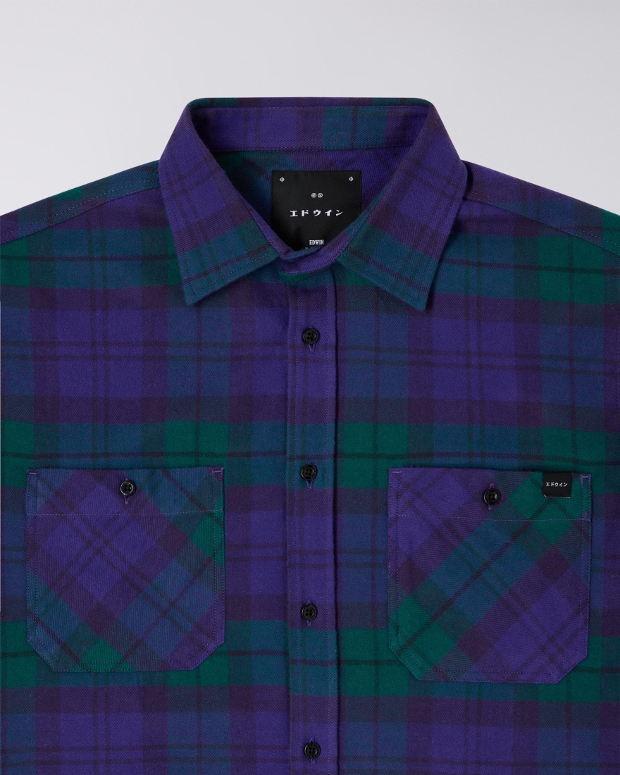 EDWIN Millenium Shirt LS Green / Purple