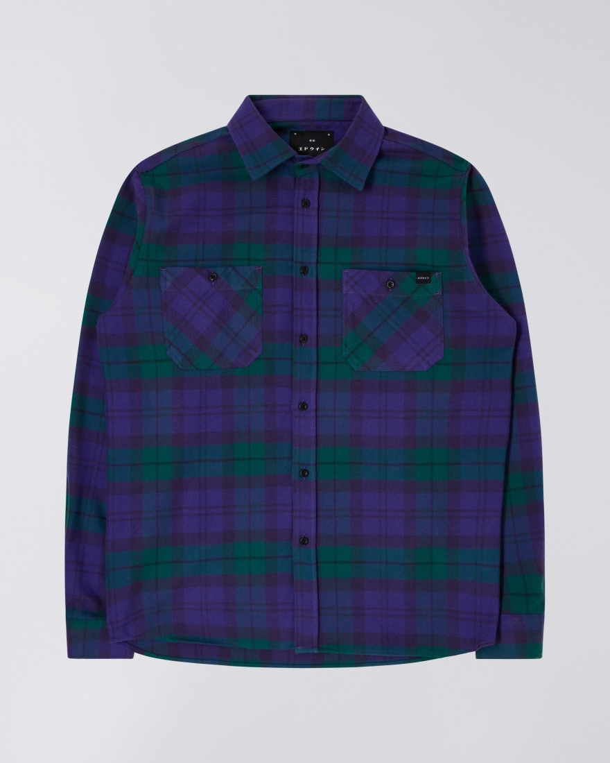 EDWIN Millenium Shirt LS Green / Purple