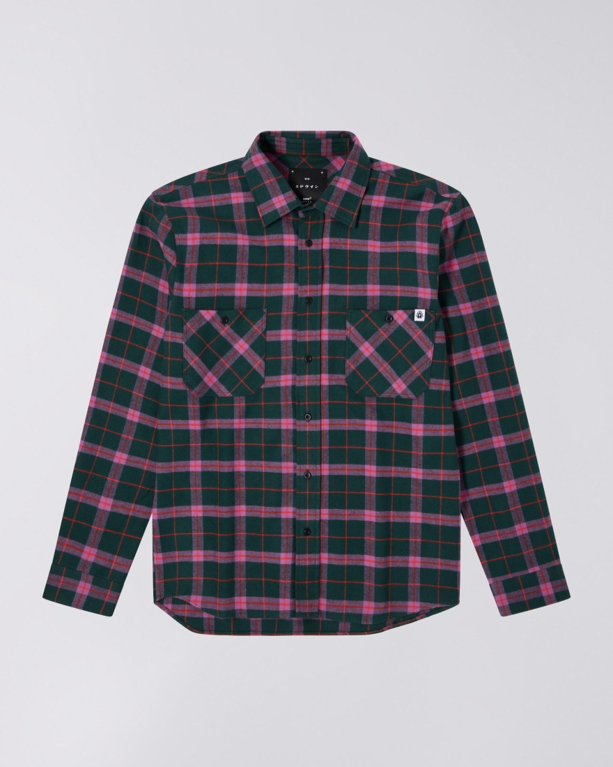 EDWIN Millenium Shirt LS Green / Purple / Red