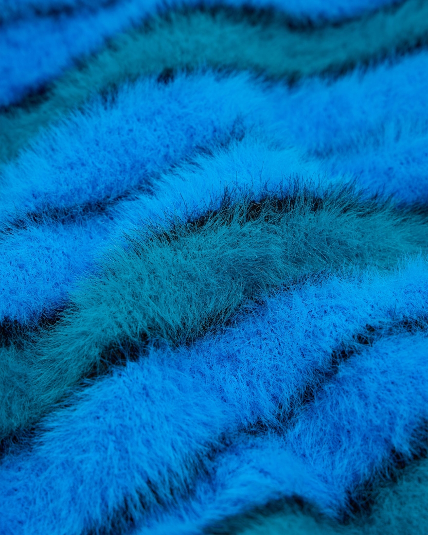 EDWIN Striped Hairy Sweater Blue / Aqua / Black