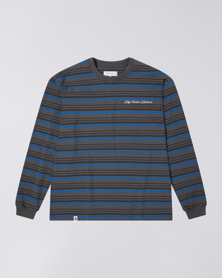 EDWIN Bolton T-Shirt LS Grey / Blue / Black