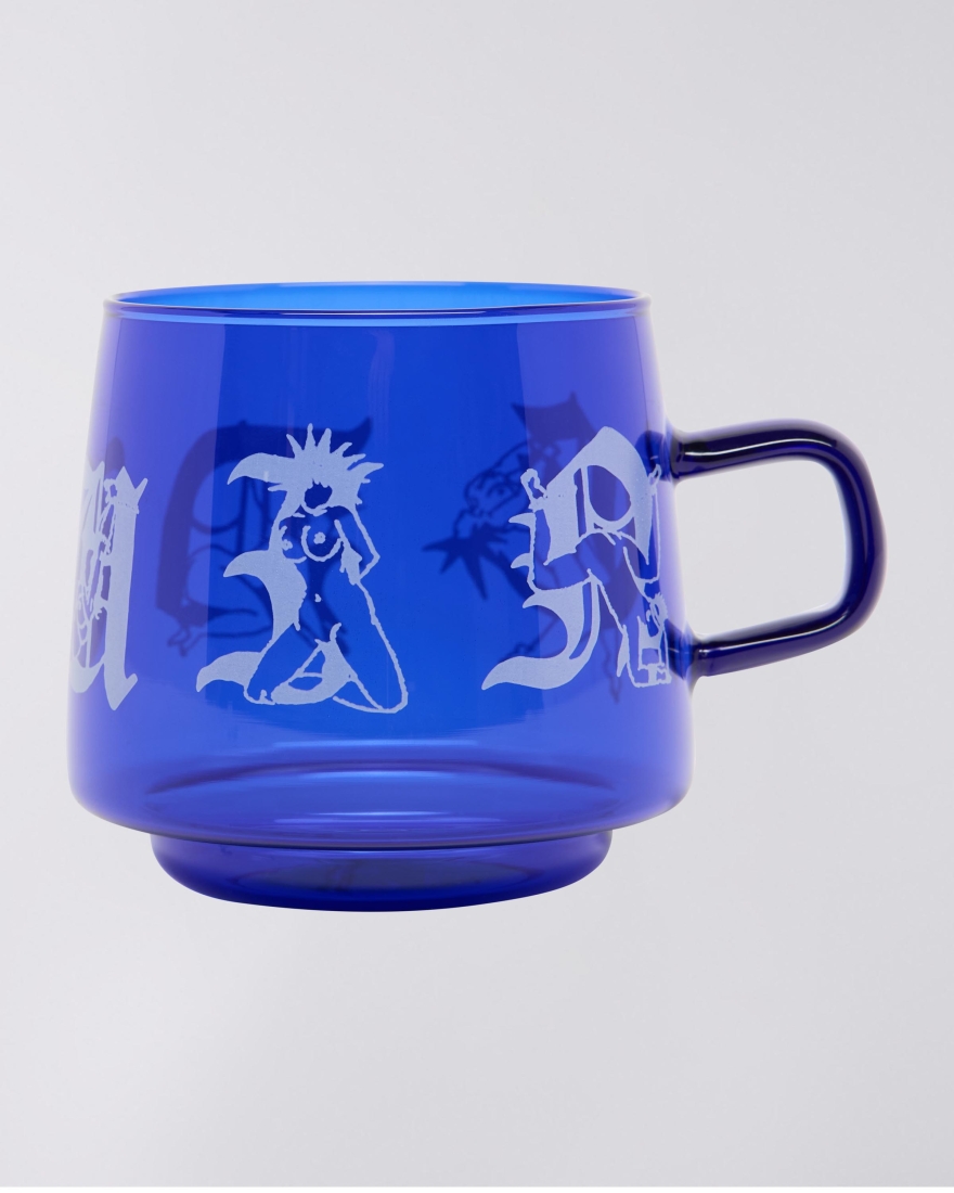 EDWIN Glass Coffee Cup Blue
