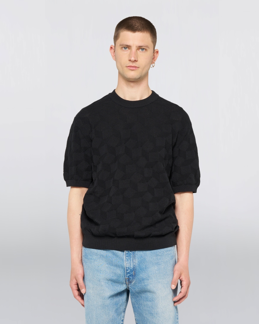 EDWIN Block Knitted T-Shirt Black