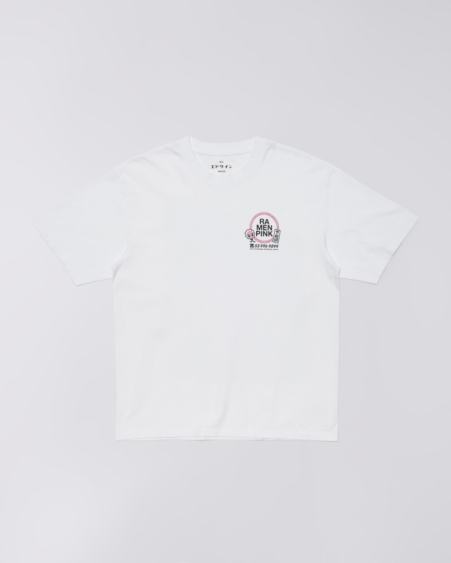 EDWIN Ramen Pink T-Shirt White