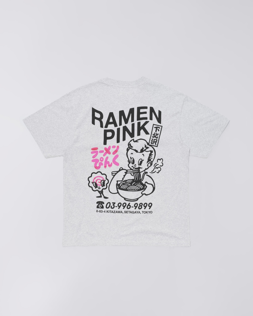 EDWIN Ramen Pink T-Shirt Grey Marl