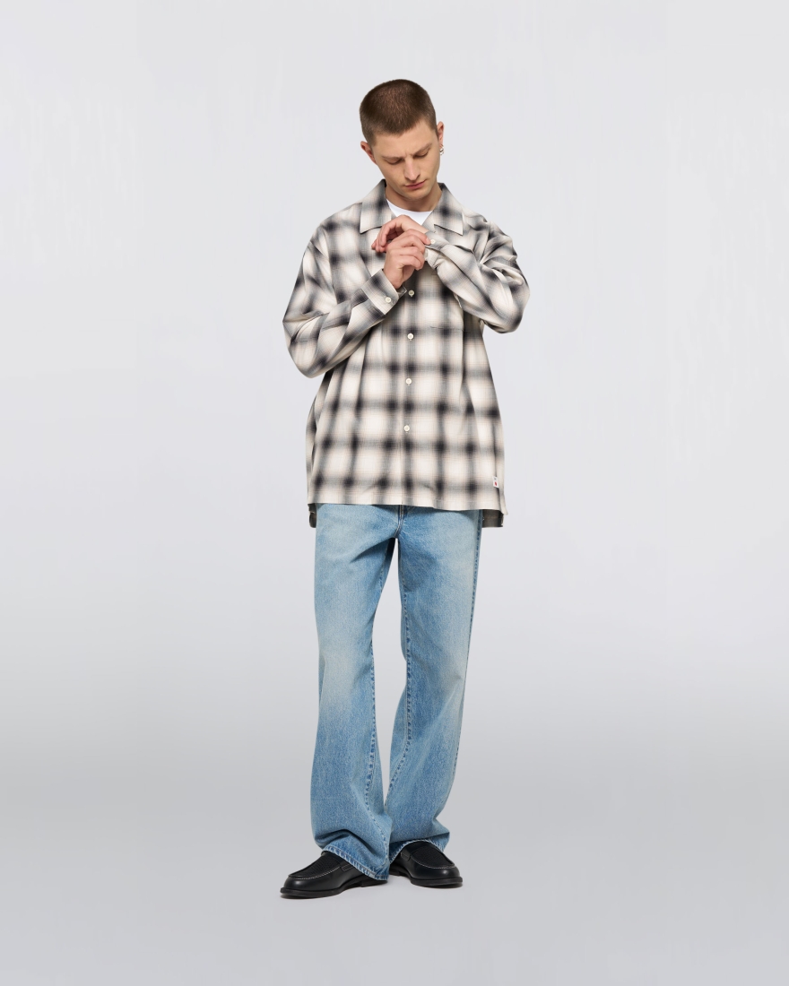 EDWIN Open Collar Shirt Beige / Black