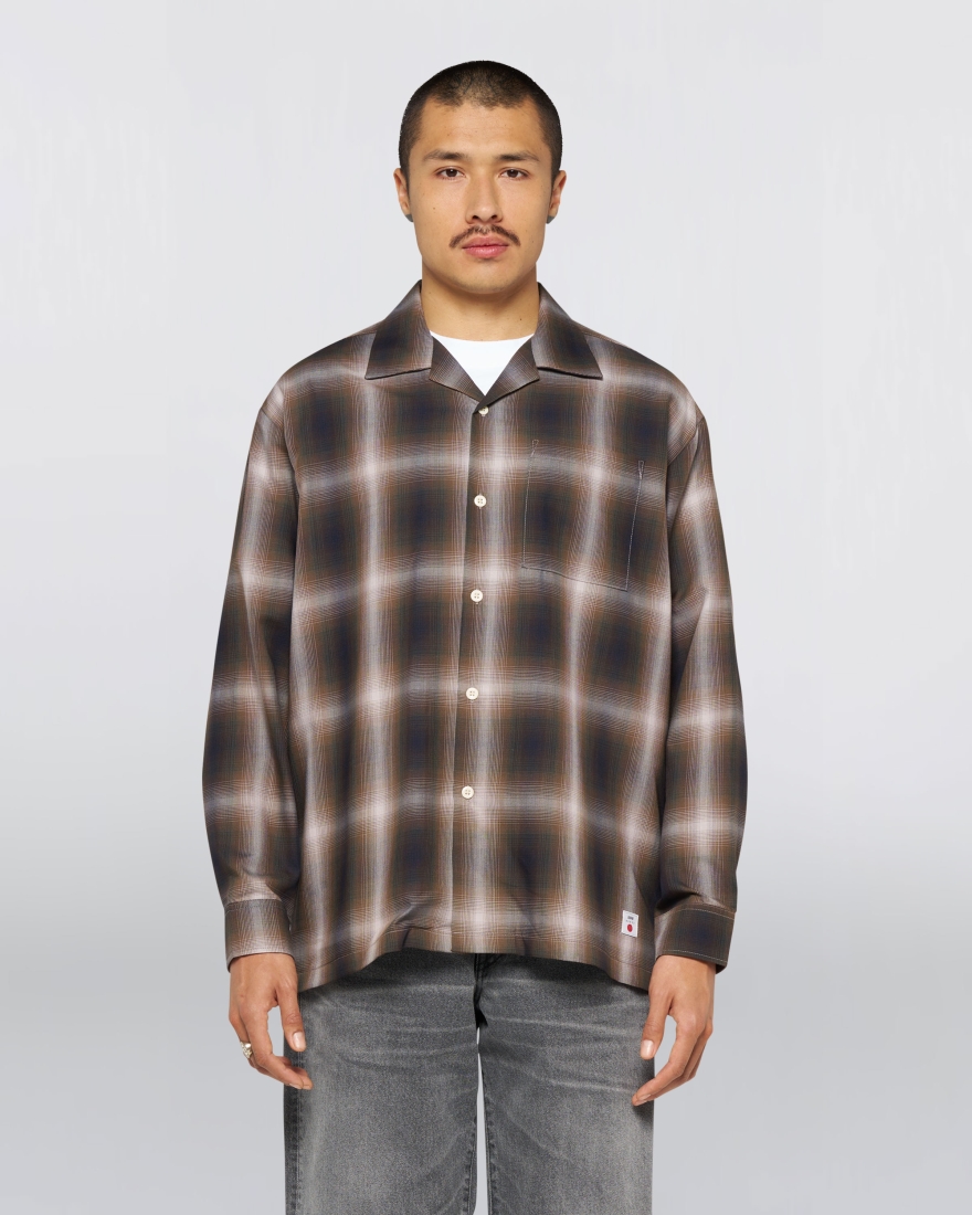 EDWIN Open Collar Shirt Brown / Grey