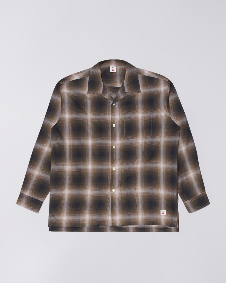 EDWIN Open Collar Shirt Brown / Grey