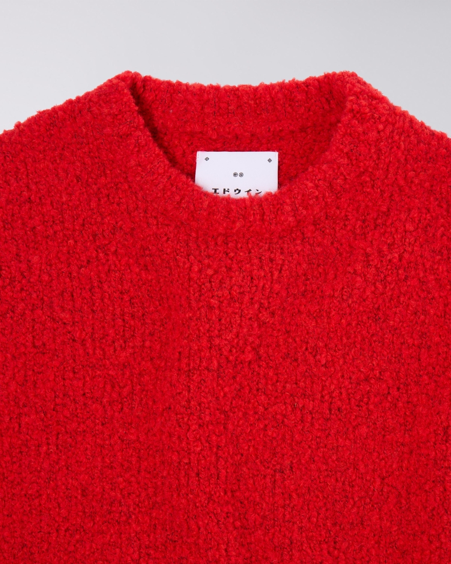 EDWIN Dun Textured Sweater Fiery Red