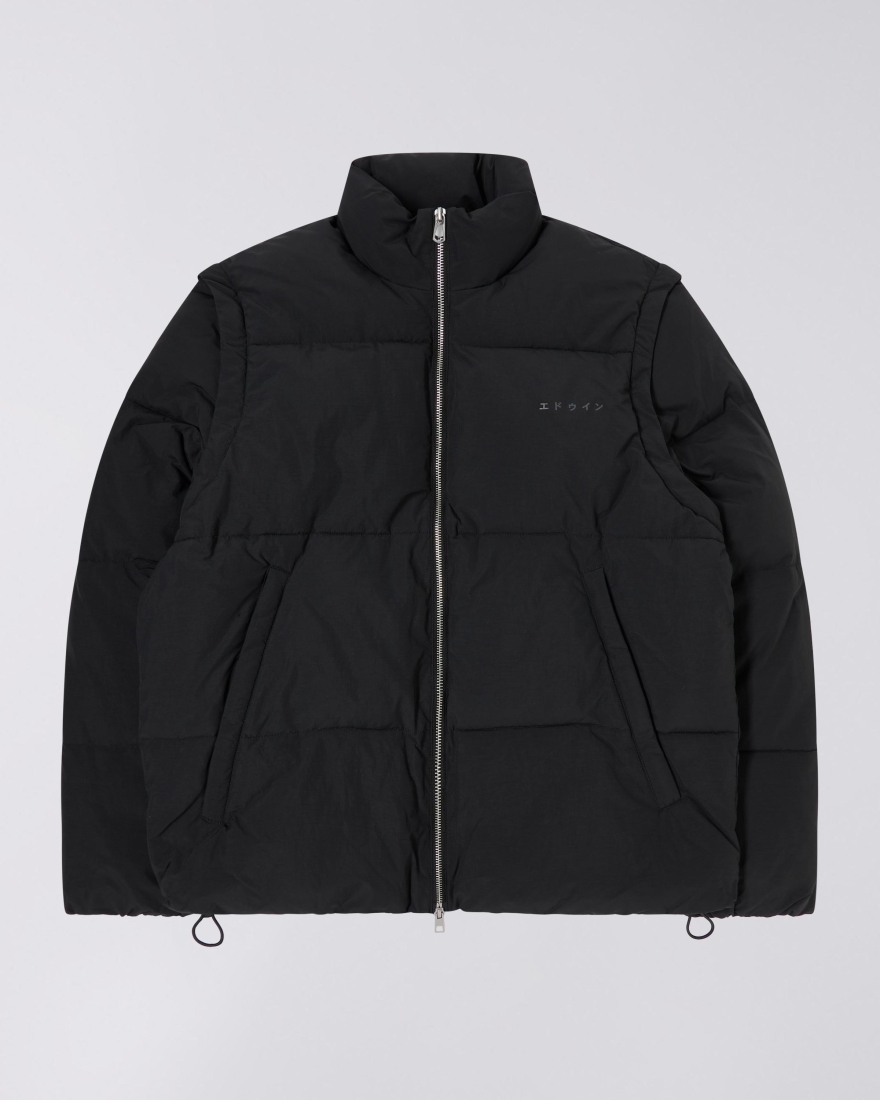 EDWIN Detachable Sleeves Puffer Black