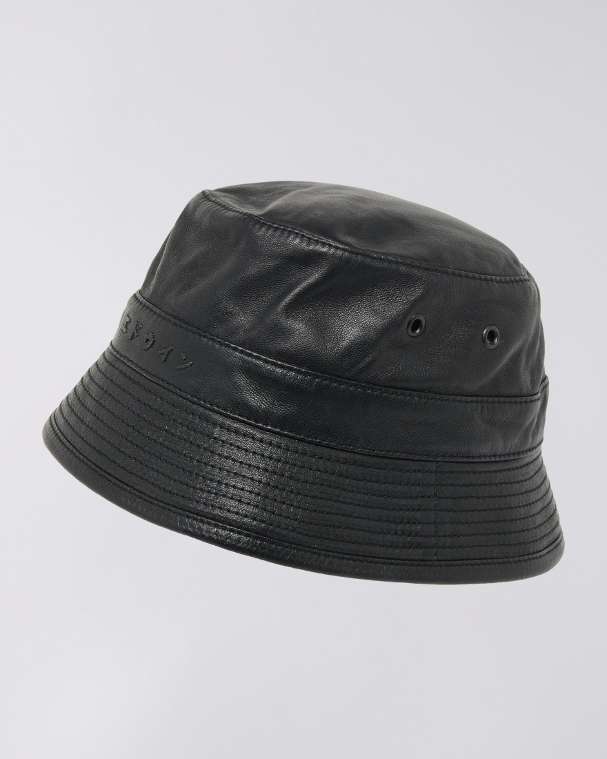 EDWIN Leather Bucket Hat Black
