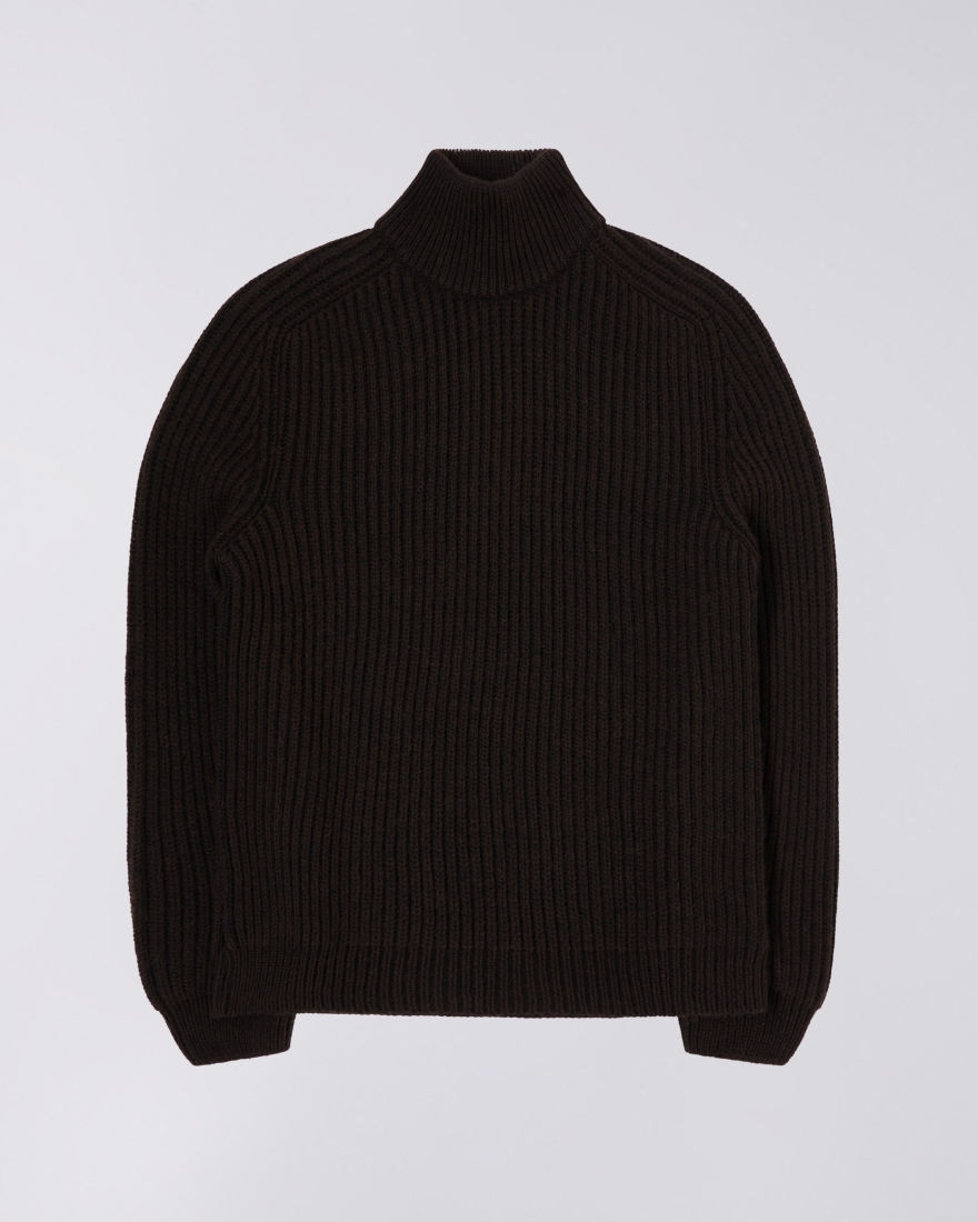 EDWIN Roni High Collar Sweater Dark Brown