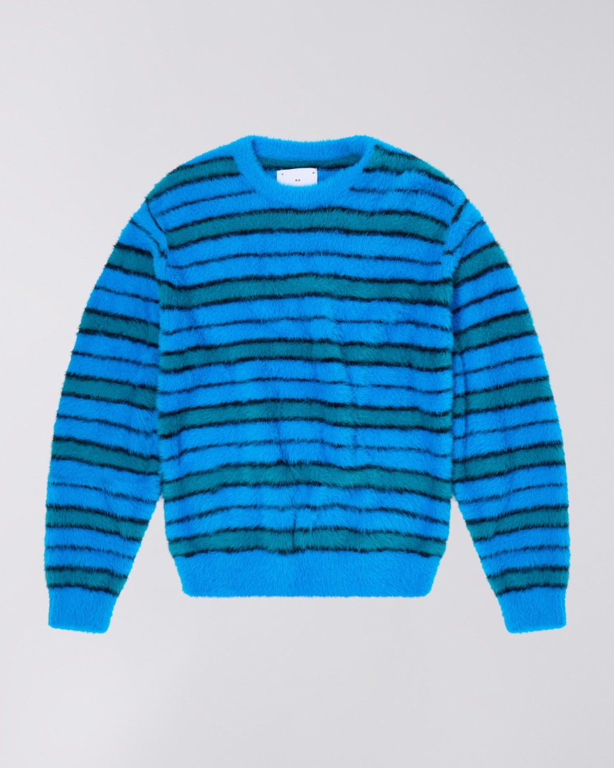 EDWIN Striped Hairy Sweater Blue / Aqua / Black