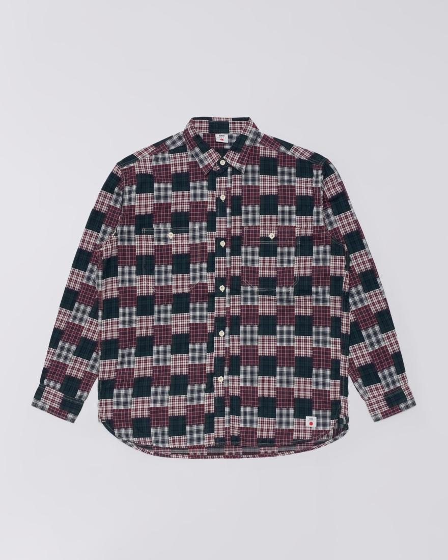 EDWIN Work Shirt Green / Red