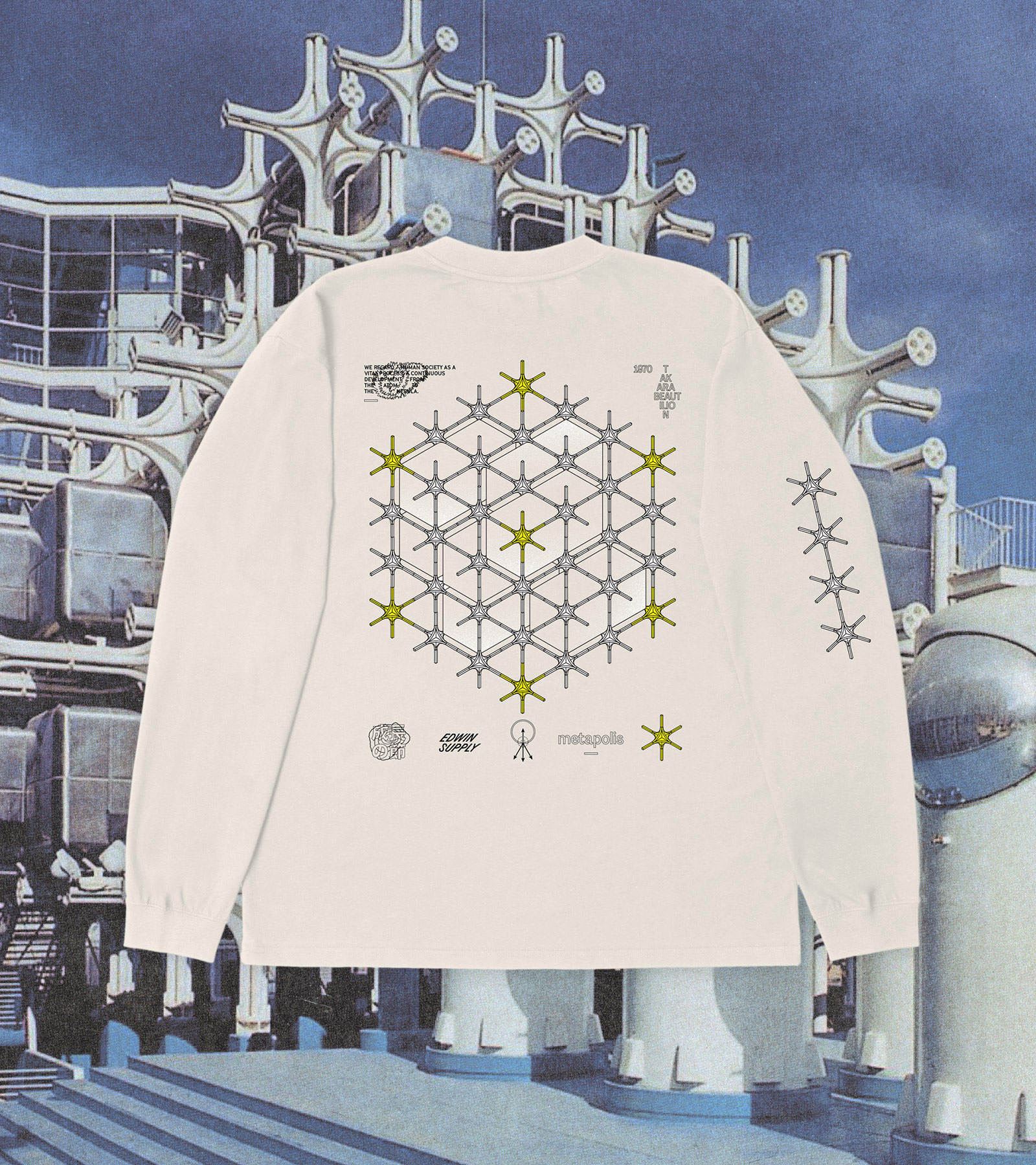 EDWIN Takara Beautilion T-Shirt LS Metabolism Japan Architectural Movement